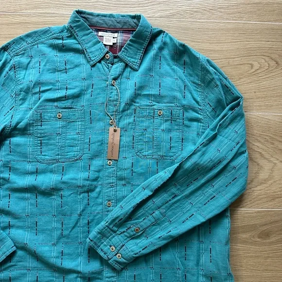 Men's Teal Long Sleeve Shirt Button Down - Picture 2 of 7